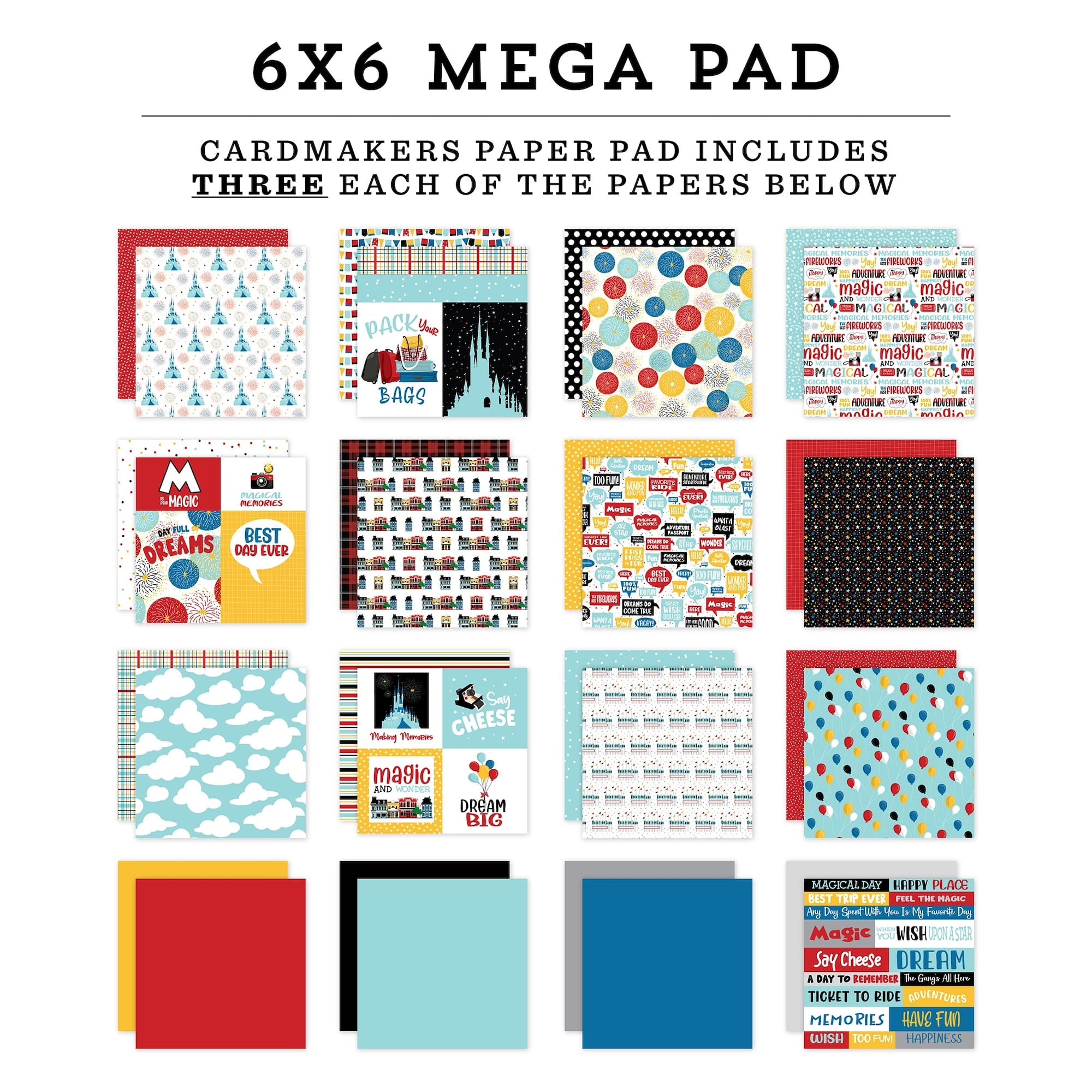 Carta Bella Believe in Magic Mega Cardstock Paper Pad, 6" x 6"